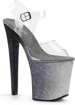 Pleaser Sandaal met enkelband, Paaldans schoenen -39 Shoes- XTREME-808OMBRE Paaldans schoenen Zwart/Zilverkleurig