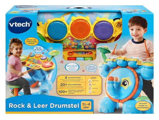 VTech Rock & Leer Drumstel - Educatief Baby Speelgoed - Geluid en Spelletjes - Baby Muziek Instrument - Van 1.5 tot 4 Jaar - VTech