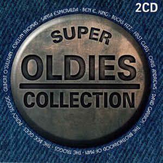 2 CD Super Oldies Collection, met een metalen badge met tekst.