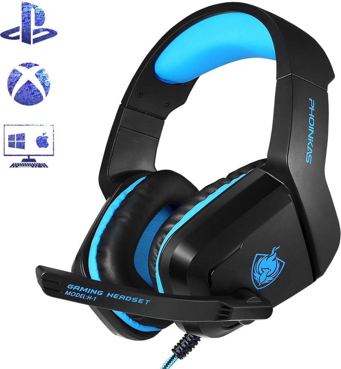 Phoinikas Gaming Headset - Multi Platform - Zwart/Blauw