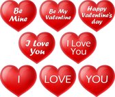 Raamstickers 'I Love You' - Valentijsdag - statisch hechtend - 21x25 cm - set van 8 stuks