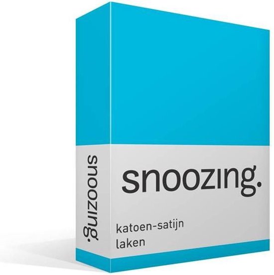 Snoozing - Katoen-satijn - Laken - Lits-jumeaux - 280x300 cm - Turquoise