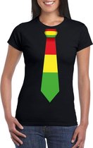 Zwart t-shirt met Limburgse vlag stropdas voor dames L