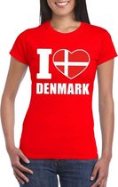 Rood I love Denemarken fan shirt dames 2XL