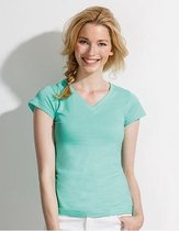 Dames t-shirt  V-hals mint groen 42 (XL)
