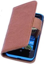 BestCases Bruin Luxe Echt Lederen Booktype Cover Nokia Lumia 520