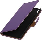 Paars Effen booktype wallet cover - telefoonhoesje - smartphone hoesje - beschermhoes - book case - hoesje voor LG Joy