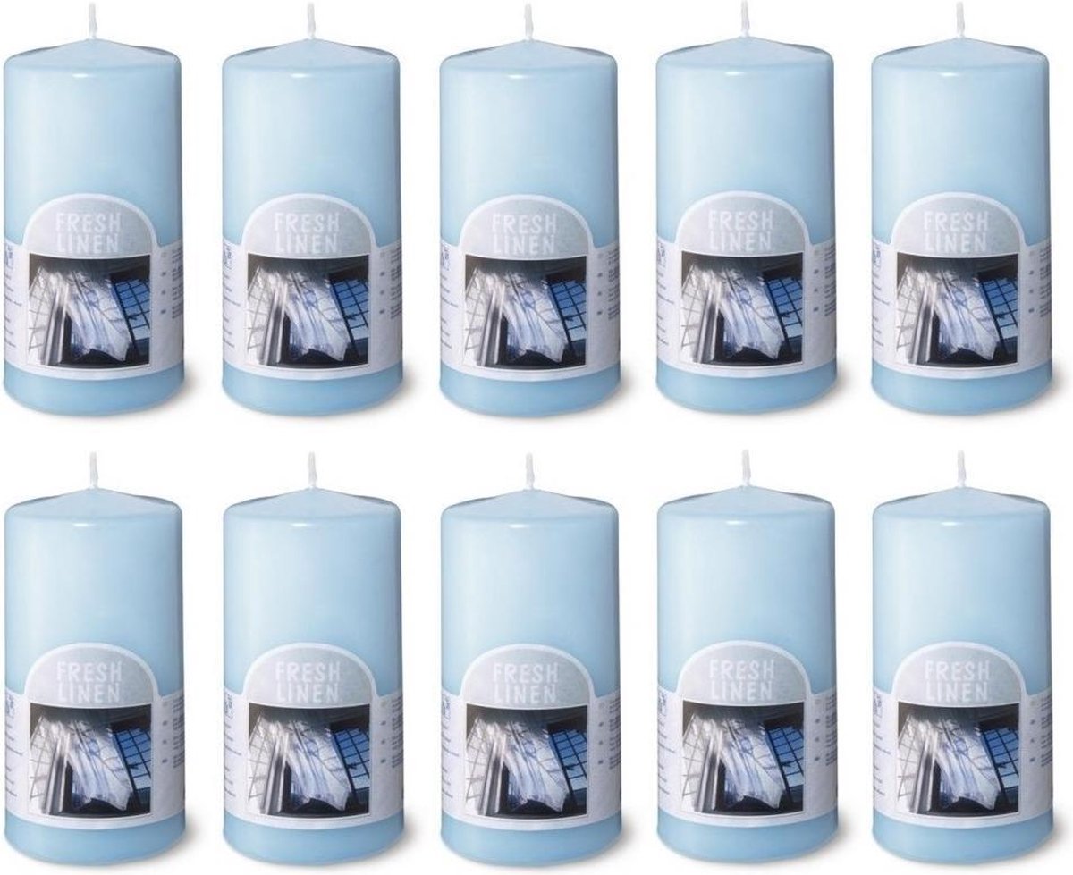 Bolsius Geurkaars Schoon Linnen 10 Stuks – 12x6cm | Chique Kaars voor in de Woonkamer