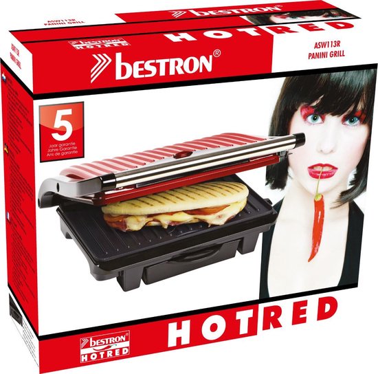 Bestron ASW113R Contactgrill - Rood | bol.com