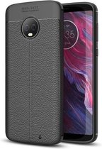 Silicone Leatherlook gel zwart hoesje Motorola Moto G6 Plus