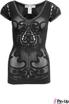 Anti Cellulite Kanten Shirt – Pin Up de Paris  - S - Zwart