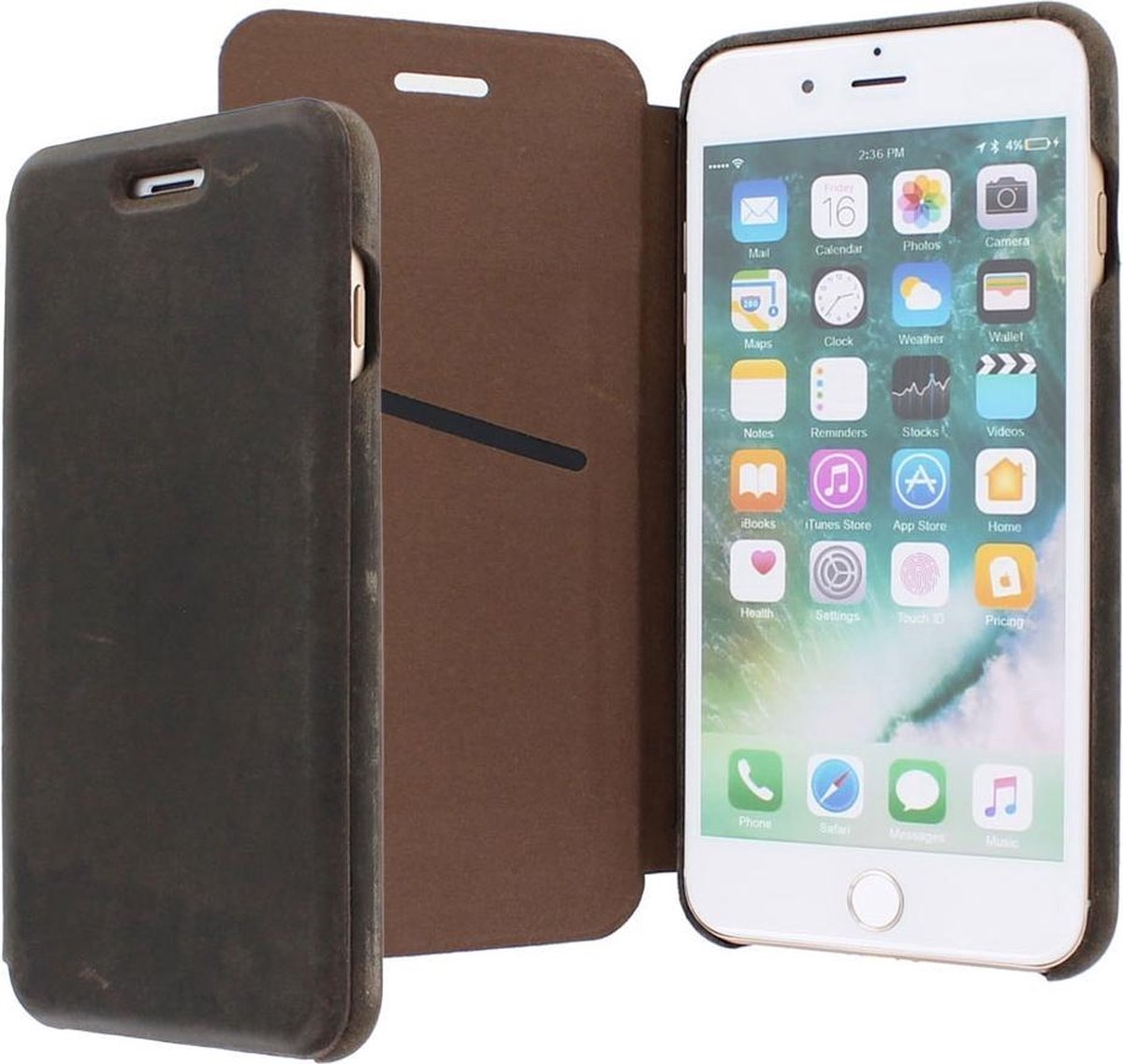 iPhone 8 Plus/7 Plus/6s Plus/6 Plus hoesje - Graffi - Bruin (Vintage) - Leer