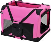 Honden bench reisbench stof en metaal 70x52x52 cm roze