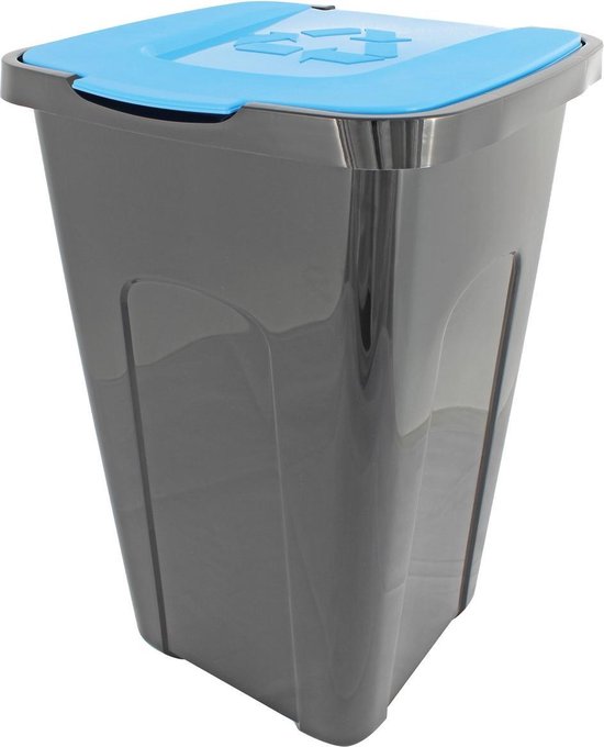 Afvalbak Recycling, 50 liter, 56x36x36 cm, ton met Blauw deksel | bol.com