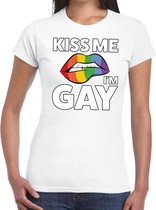 Kiss me I am gay t-shirt wit dames M