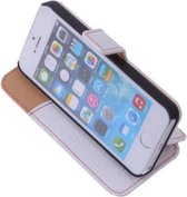 Wit Croco Telefoonhoesje iPhone 5 5s Book/Wallet case Flipcase