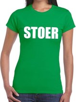 Stoer tekst t-shirt groen dames S