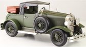 MadDeco - tweezitter klassieke blikken auto groen met picknickmand - blik