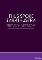 Boek "Thus Spoke Zarathustra" door Friedrich Nietzsche op een paarse achtergrond.