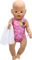 foto van Badpak voor babypop zoals baby born - Zwemkleding met hartjes + doekje van kant