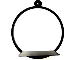 Muurhanger met plateau van 2mm gepoedercoat staal -Trendy mat zwart - doorsnee 28cm