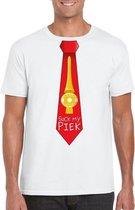 Wit kerst T-shirt voor heren - Suck my Piek rode stropdas print XL