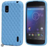 Grid Pattern Silicone hoesje case LG E960 Nexus 4 blauw