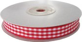 Geruit Lint 16mm (1,6cm) | Lint met Ruitjes | Gingham Plaid | Rood | Cadeaulint | Kerstlint Kerst | Decoratielint | Rol: 22 meter