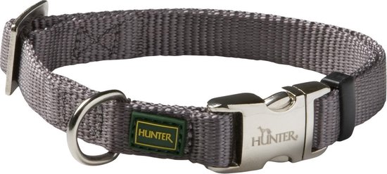 Hunter Klikhalsband Alu Nylon Soft Grijs - Hondenhalsband - 45-65x2.5 cm