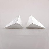 24/7 Jewelry Collection Piramide Oorbellen - Triangle Driehoek - Oorknopjes - Geborsteld - Minimalistisch - Zilver