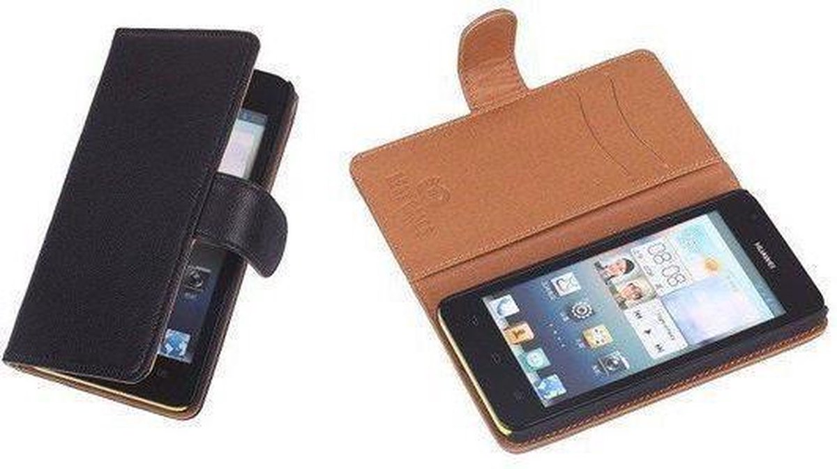 BestCases Zwart Luxe Echt Lederen Booktype Hoesje Huawei Ascend G700