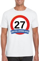 Verkeersbord 27 jaar t-shirt wit heren L