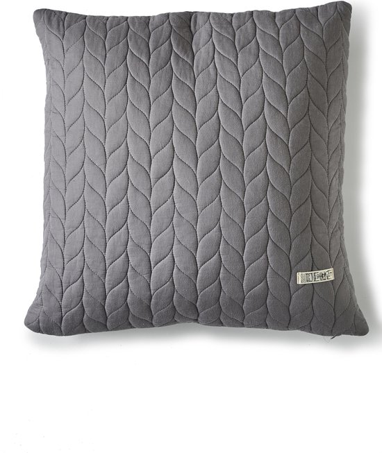 Rivièra Maison - RM Winter Braided Pillow Cover grey 50x50 - Sierkussen -  Grijs - Katoen | bol