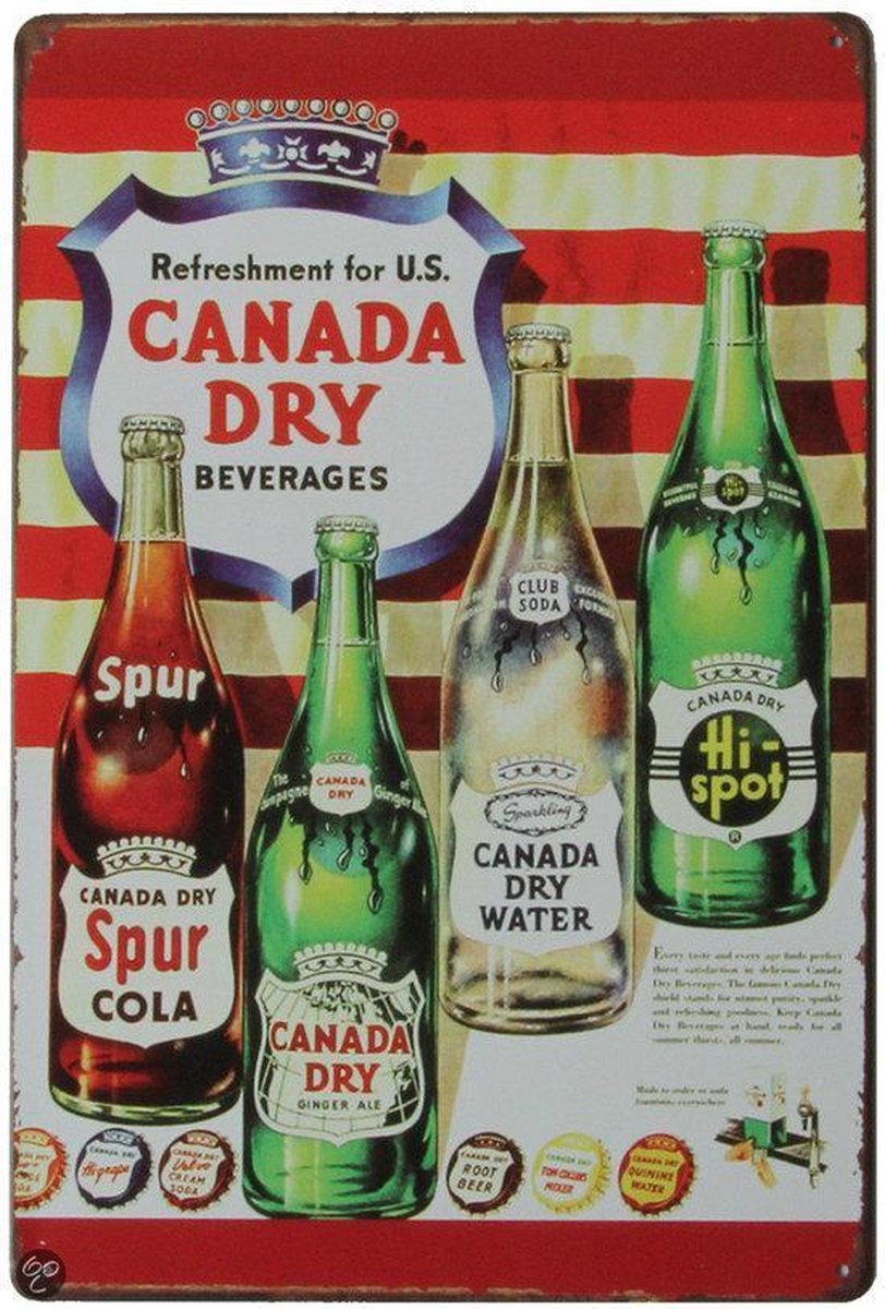 Signs-USA Canada Dry - Retro Wandbord - Metaal - 30x20 cm