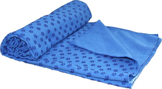 Foto: Tunturi silicone yoga handdoek met anti slip incl draagtas blauw