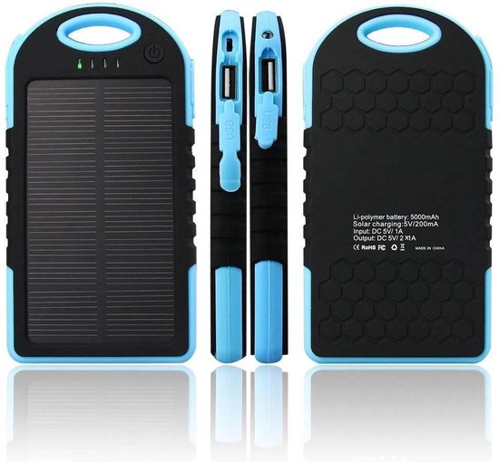 Solar powerbank - smartphone - zonne-energie - draagbaar - draadloze oplader  - blauw -... | bol.com