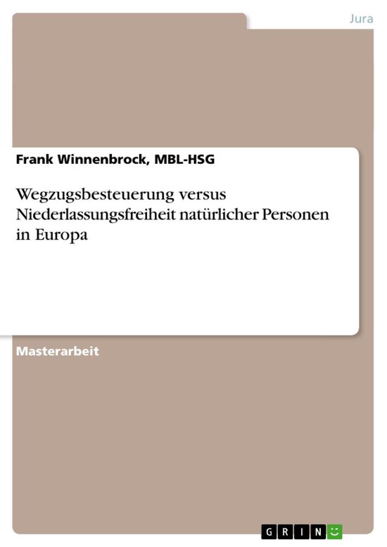 Wegzugsbesteuerung versus Niederlassungsfreiheit natürliche ... - cover