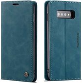 CASEME Samsung Galaxy S10 Retro Wallet Hoesje - Blauw