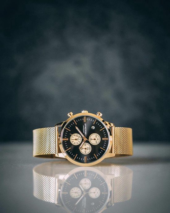 Bregman BMC 042 Horloge Mesh Goud Zwart O 43 mm bol