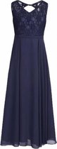 Feest jurk lang chiffon kant lijfje donker blauw 122/128