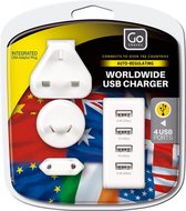 Go Travel reisstekker - USB lader worldwide - wit