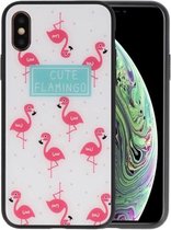 Print Hardcase - Hoesje Geschikt voor iPhone XS Cute Flamingo¬¥s