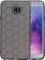 Hexagon Hard Case - Telefoonhoesje - Backcover Hoesje - achterkant hoesje - Geschikt voor Samsung Galaxy J4 - Grijs