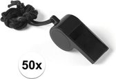50 morceaux de sifflets de sport noirs sur cordon