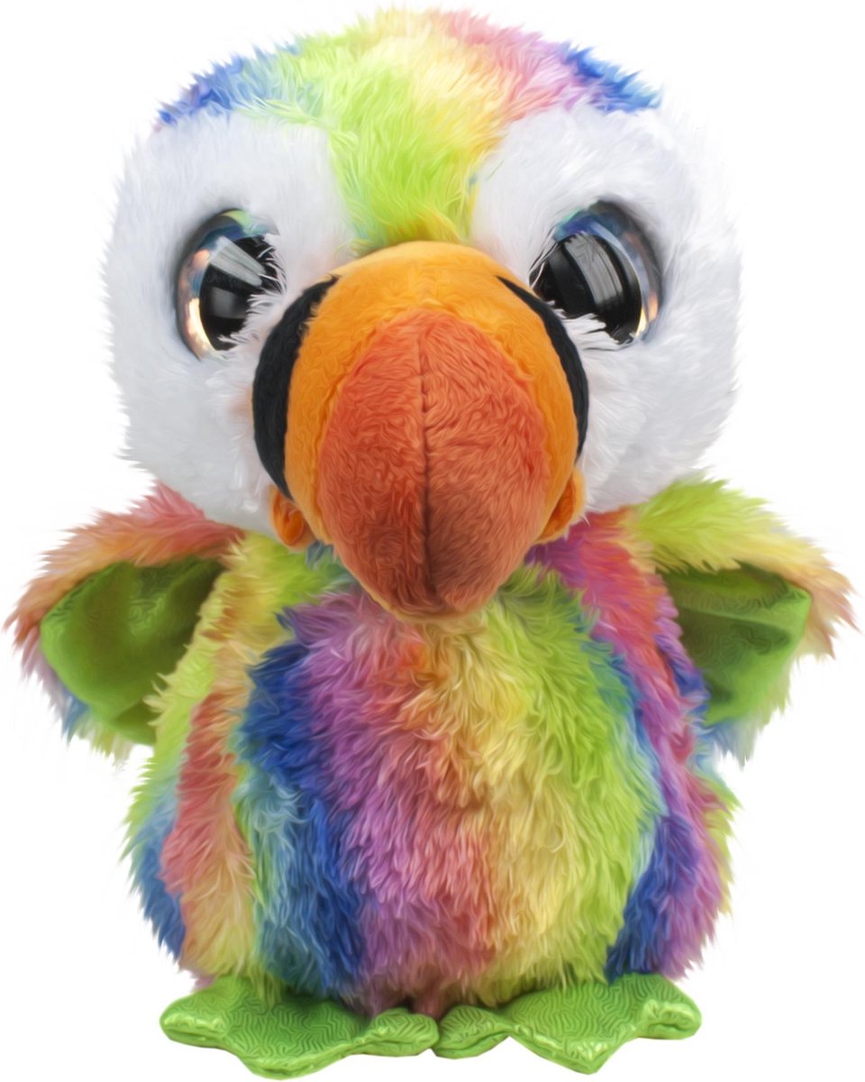 Tactic Lumo Stars - Pluche - Knuffelpapegaaiduiker Lenni - 24 cm - Zacht pluche - Grote ogen - Fins design - Inclusief app met spelletjes