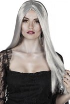 Halloween - Heksenpruik lang grijs haar