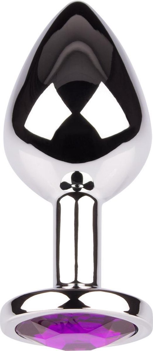 Plug It Strass Buttplug Medium Zilver/Paars