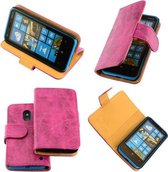 Bestcases Vintage Hoesjes Pink Bookstyle Cover Nokia Lumia 620