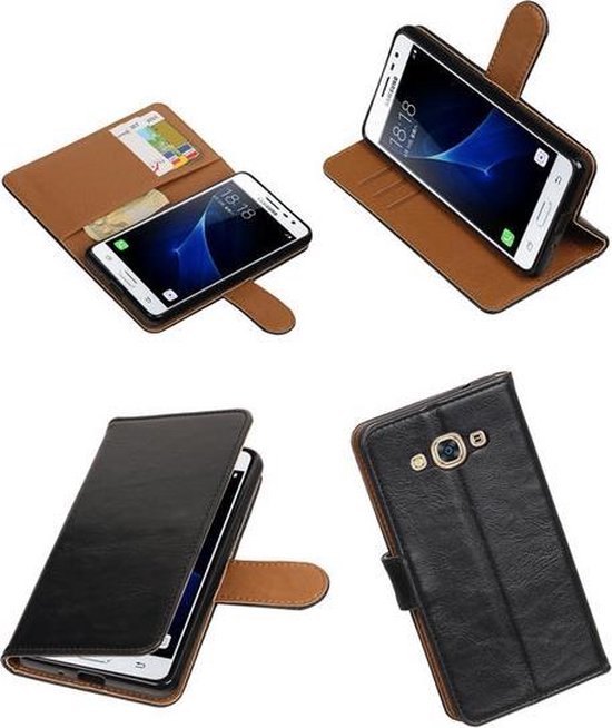 Étui Portefeuille Booktype PU Noir Pull-Up pour Samsung Galaxy J3 Pro