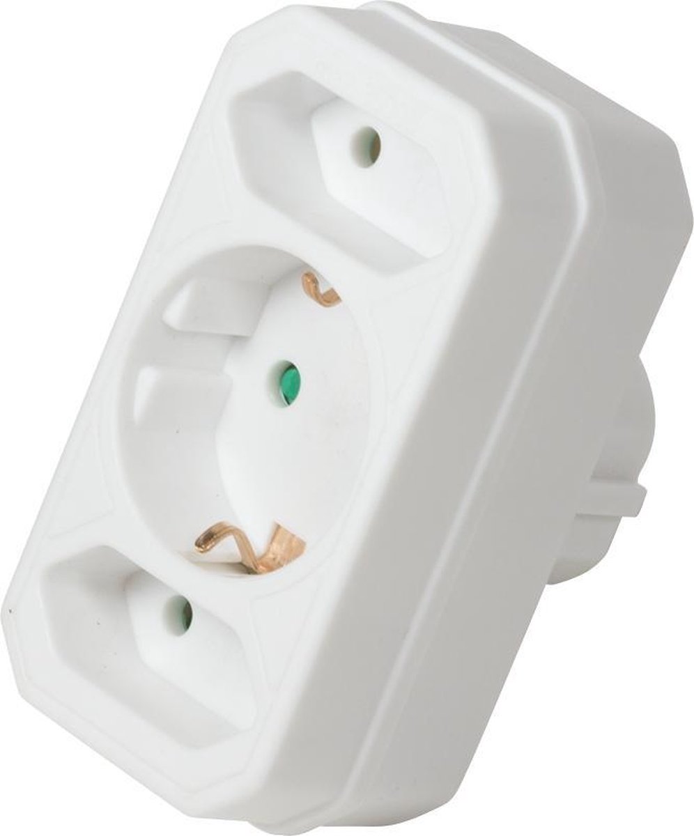 LogiLink LPS221 netstekker adapter Type F Typ C (Eurostekker) + Type F Wit